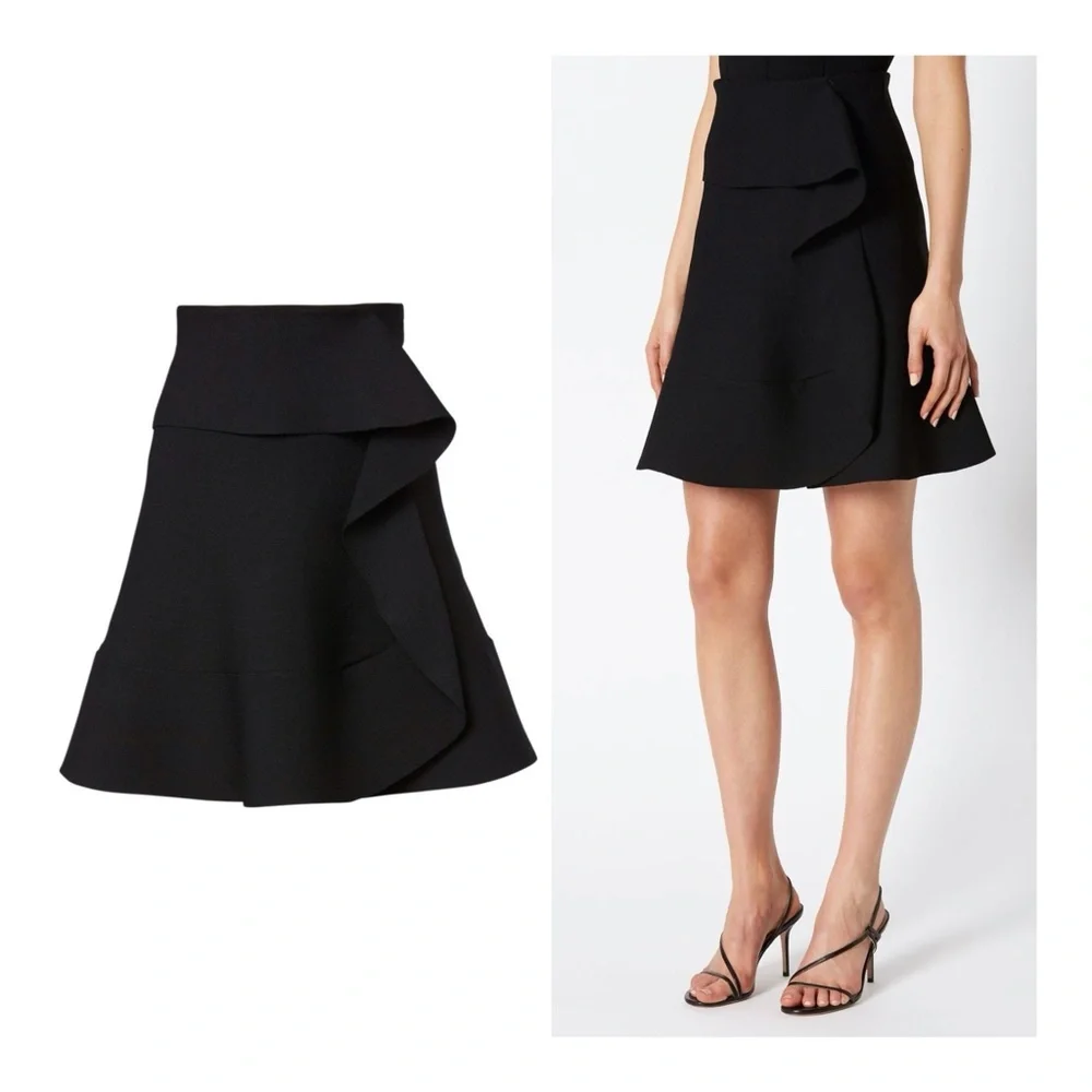 Scanlan Theodore Black Ruffled Mini Skirt